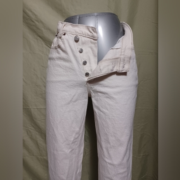 Abercrombie & Fitch The Dad High Rise Light Cream Straight Leg Jeans Size 6 - Picture 9 of 11